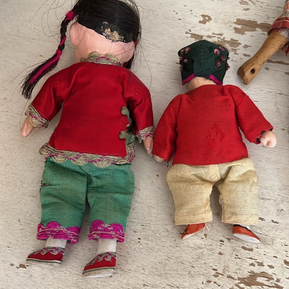 Lot vintage antique Chinese Asian composition dolls - Picture 6 of 11